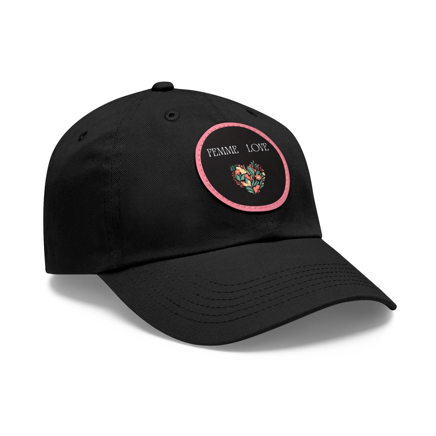 Femme Love Hat Blk with Leather Patch (Round)