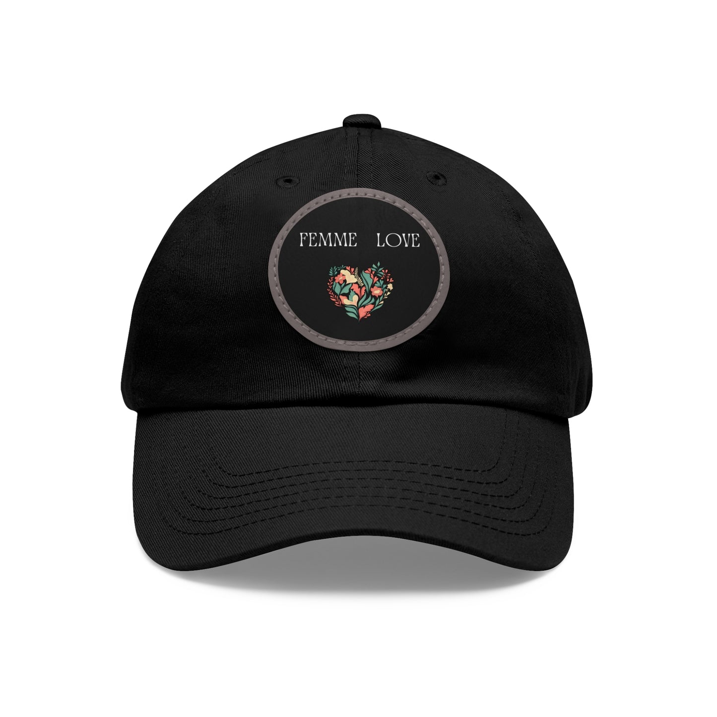 Femme Love Hat Blk with Leather Patch (Round)