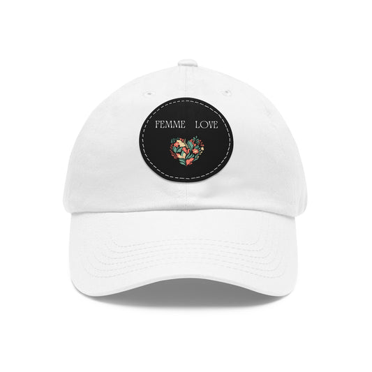 Femme Love Hat Blk with Leather Patch (Round)